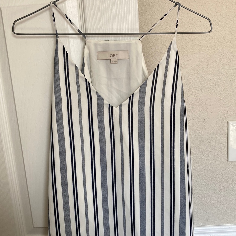 Loft gray and white striped v neck dressy cami